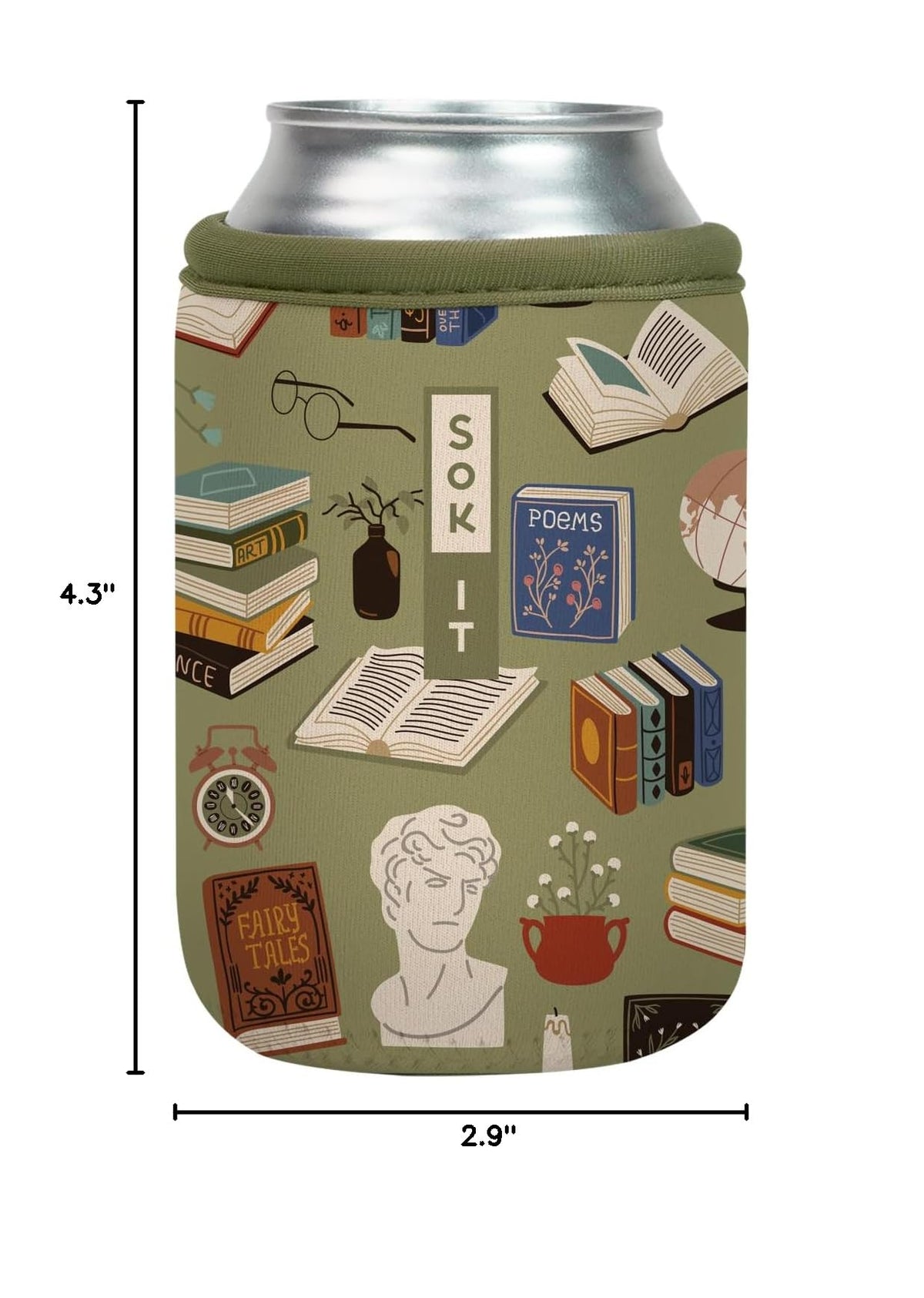CanSok Sleeve for Beer & Soda Insulated Neoprene Cover (Book Club / 12oz Can Sleeve)
