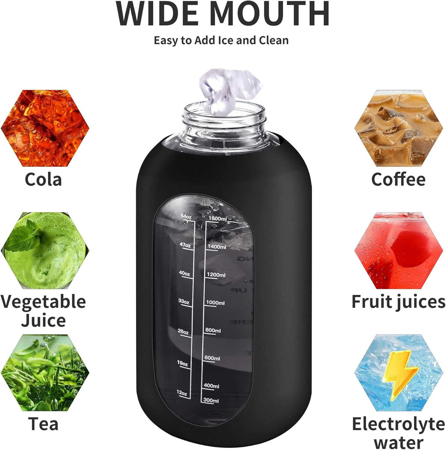 CIVAGO 32 oz Glass Water Bottle with Straw and Handle, Large Sports Motivational Water Bottle Flask with Time Marker and 2 Lids, Leakproof Water Jug Canteen with Silicone Sleeve for Gym,Mauve