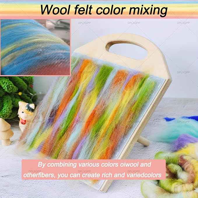 Artisan Fiber Blending Tool,Manual Wool Carder with Stainless Steel Pins,Perfect for Hand Spinning Yarn,Wool Felting & Color Mixing Projects Pink