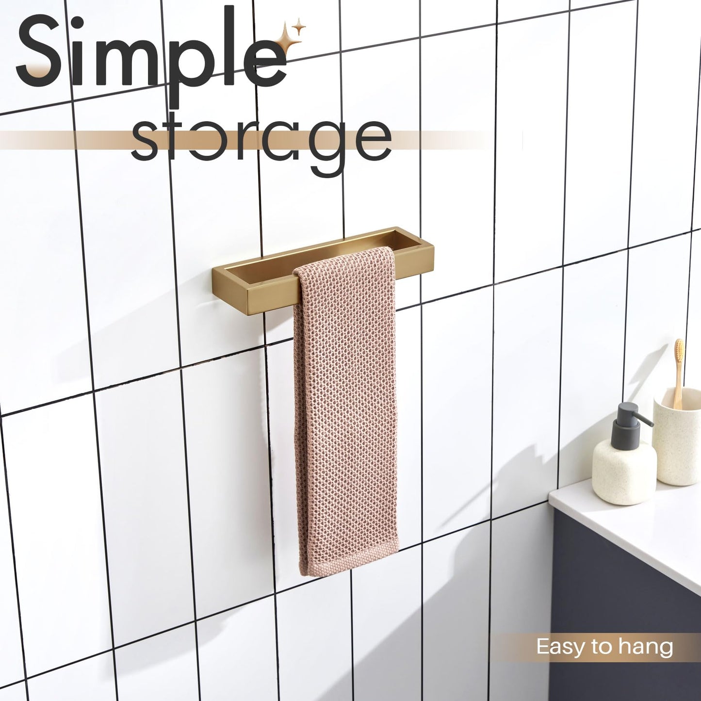 Towel Ring Wall Mount Hand Towel Racks 9 (Champagne Bronze / 2 Pack)