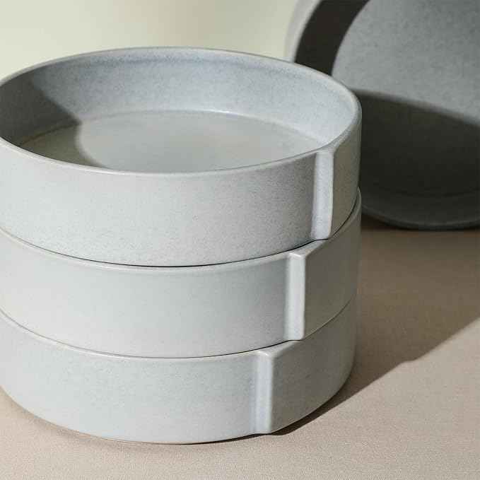 Stone Lain Bao 4-Piece Pasta Bowl Set Stoneware, Blue-Grey