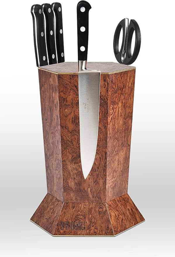 360KnifeBlock™ (Bubinga Pomele Limited Edition 2023) ROTATING magnetic knife block - SeriousEats/ATK/Cooksillustrated BEST Universal Knife Block - handmade in Washington