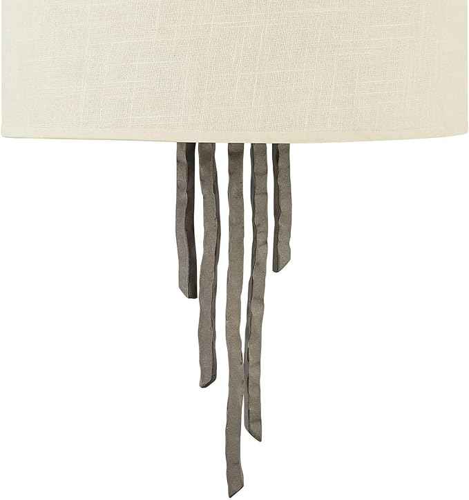 Fredrick Raymond Spyre Large Two Light Sconce - Artisanal, Natural Linen Shade, Hand Hammered - Metallic Matte Bronze Finish