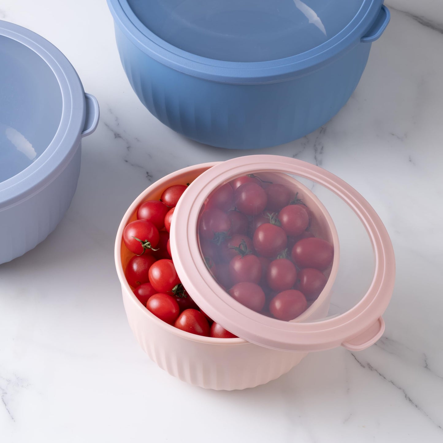 Prep Bowls with Lids (Blue/Pink / 12 Piece Set - Deep Bowls)