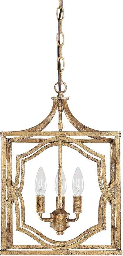 Capital Lighting 9481AG Blakely Lantern Foyer Pendant, 3-Light 180 Total Watts, 18" H x 12" W, Antique Gold
