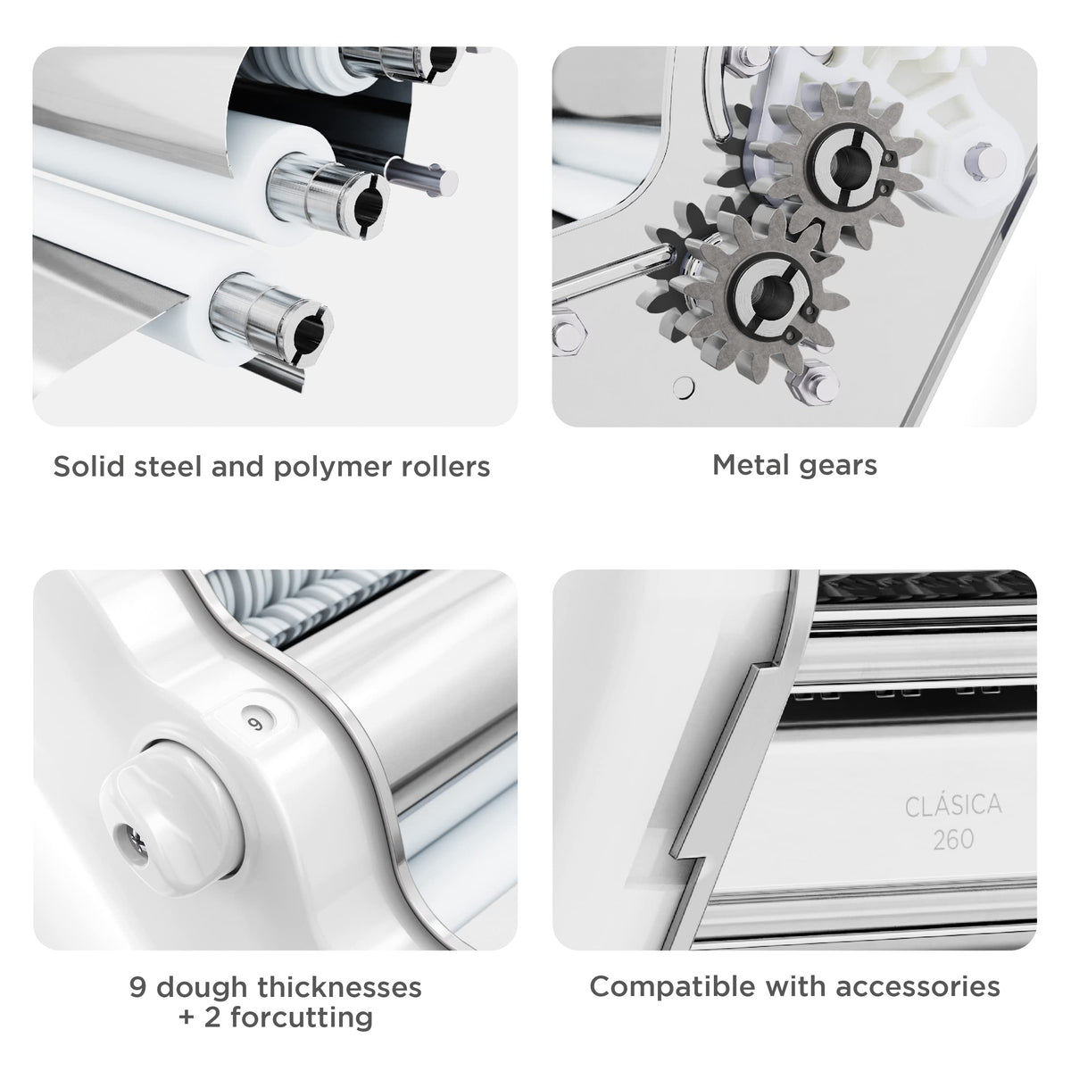 Classic 260 Pasta Maker Machine (White)