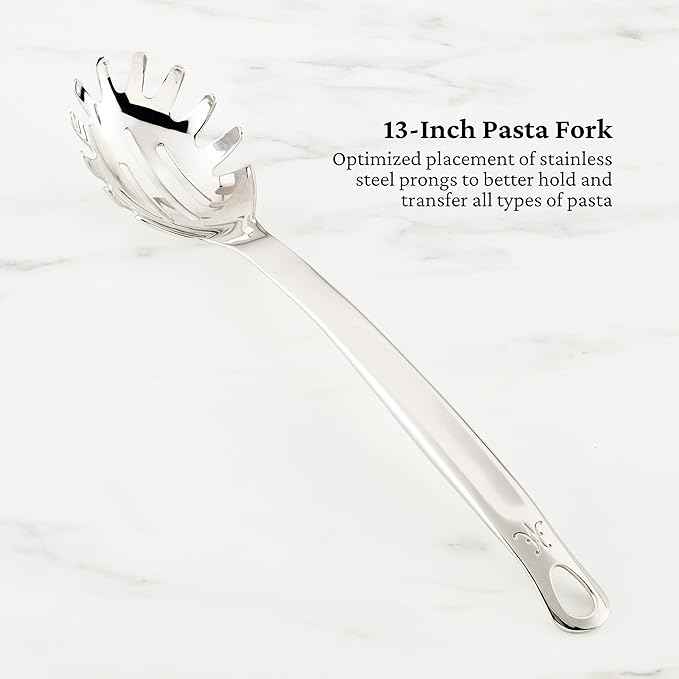 Hestan Provisions Chef's Tools, Deluxe Tool Set (6-Piece) with Porcelain Holder/Bain Marie & Stainless Steel: Solid Spoon, Ladle, Pasta Fork, Turner/Spatula, French Whisk