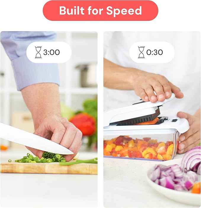 Fullstar The Original Pro Chopper - Vegetable Chopper and Spiralizer, Food Chopper with Container, Fruit Slicer, Kitchen Gadgets & Gifts, Home Essentials (4 in 1, White)