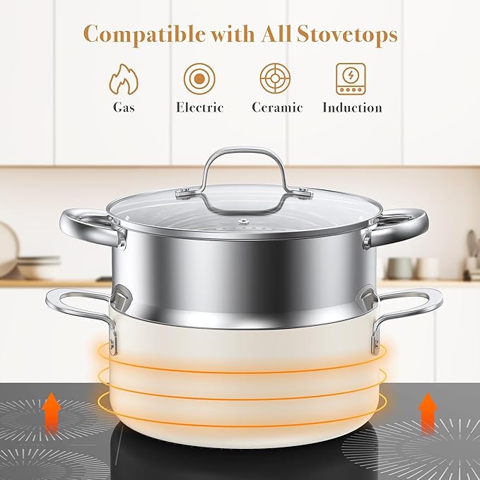 PekGema Ceramic Pots and Pans Set, 16 Pcs Cookware Set Non Toxic, Nonstick Kitchen Cookware, Oven Safe Cooking Pan Set, PFAS PTFE PFOA FREE,Compatible with All Cooktops, comfortable handle.Cream White