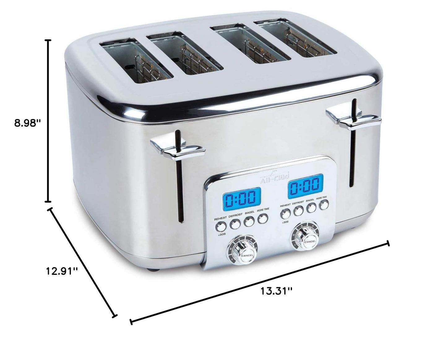 Electric Stainless Steel Toaster (4 Slice LED)