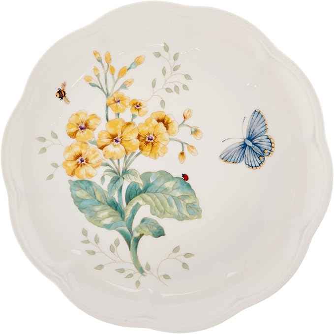 Lenox Dinnerware Set, Butterfly Meadow 18-Piece Set, Service For 6, White Porcelain, Butterfly And Flower Designs, Plates And Bowls Sets, Dishwasher Safe, Home & Kitchen (18 Pieces, Assorted)