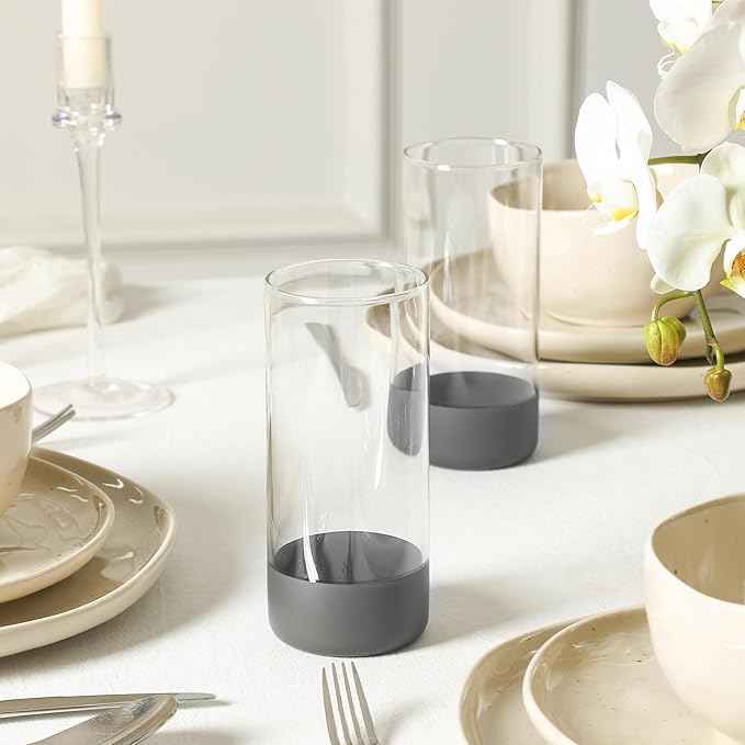 Stone Lain Mirella 32-Piece Dinnerware Set Stoneware, Borosilicate Glass, Beige