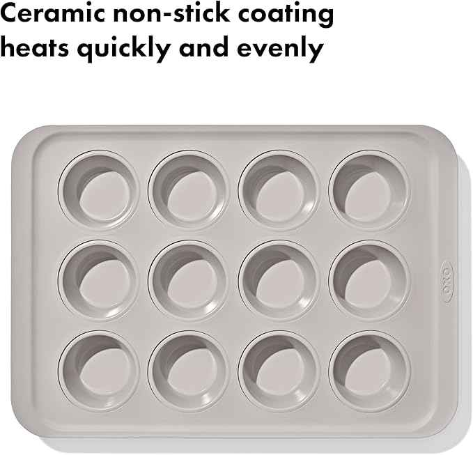 OXO Good Grips Non-Stick Pro Ceramic Coated Metal Bakeware 12 Cup Muffin Pan – Storm Blue