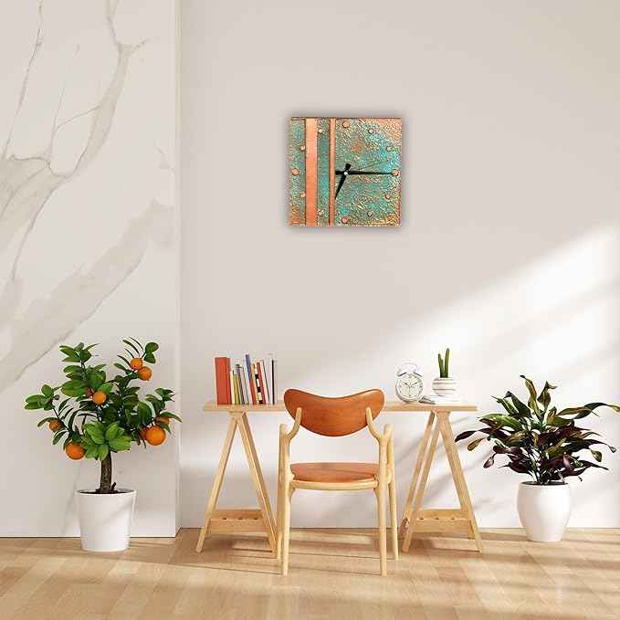 Handmade Copper Wall Clock Artisan Touch in Every Piece - Aged Grace Wall Decor Copper Clock for Living Room, Office, Kitchen & Bedroom (17.7 Inch)