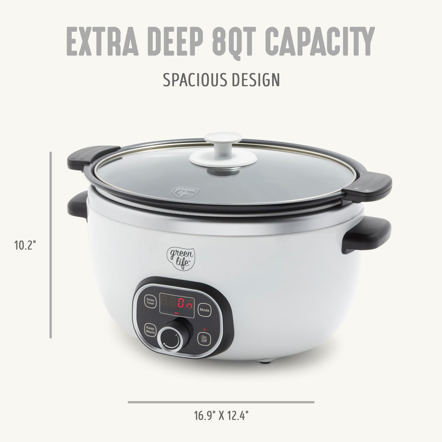 8QT Ceramic Nonstick Slow Cooker (White / 8 Quarts)