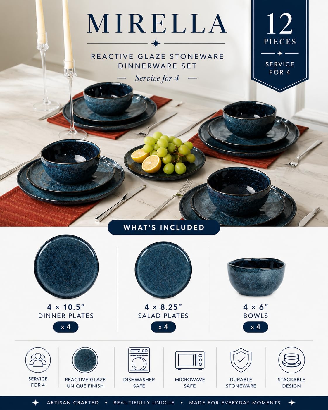 Stone + Lain Mirella 12 (Blue / 12-Piece - Service for 4)