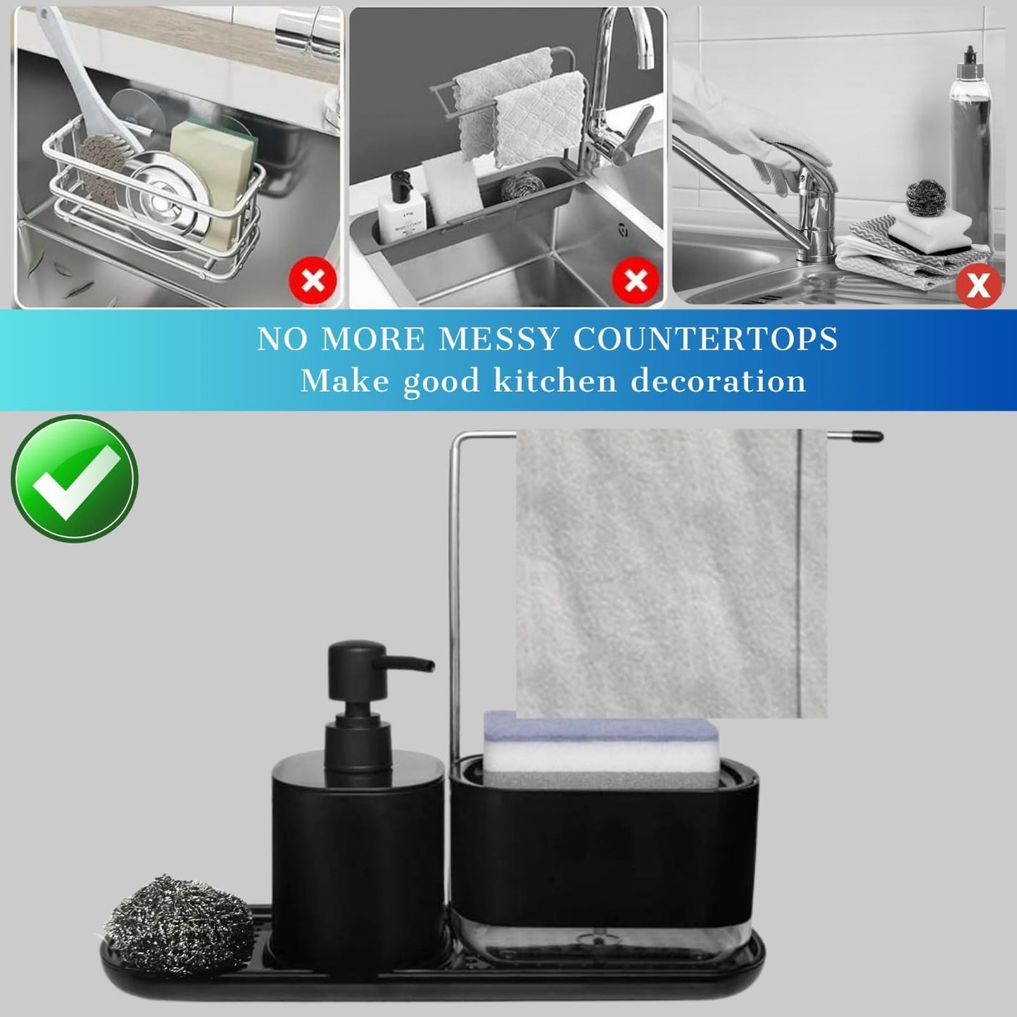 Kitchen Soap Dispenser Set with Sink Caddy