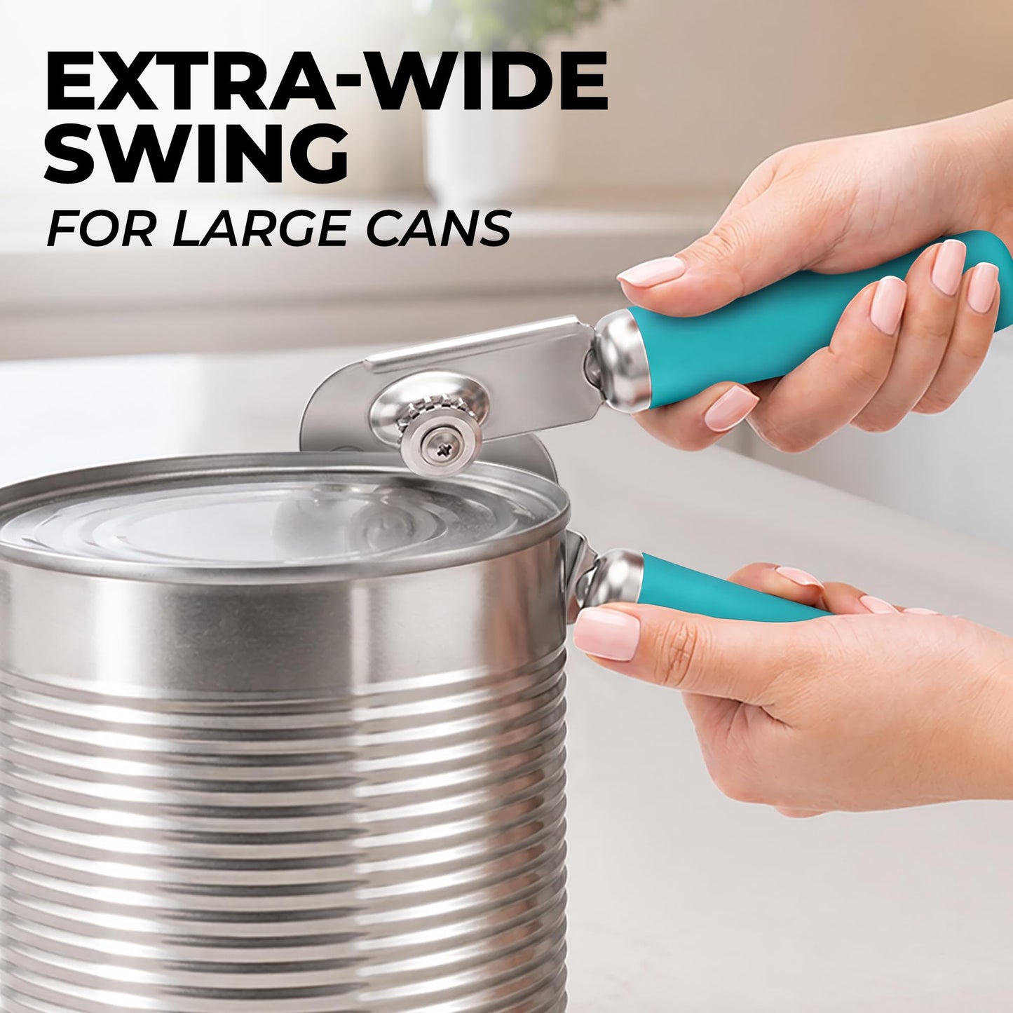 Stainless Steel Swing Open Manual Can Opener Comfortable Grip (Dusty Blue / Swing Open)