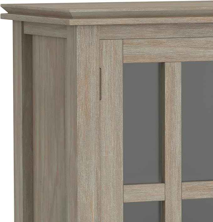 SIMPLIHOME Artisan SOLID WOOD 30 Inch Wide Contemporary Low Storage Cabinet in Distressed Grey, For the Living Room, Entryway and Family Room