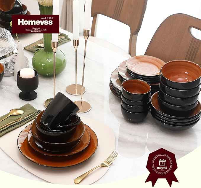 Stoneware Sonoma 56pc Dinnerware Set, Black + Speckled Spin Wash Spice