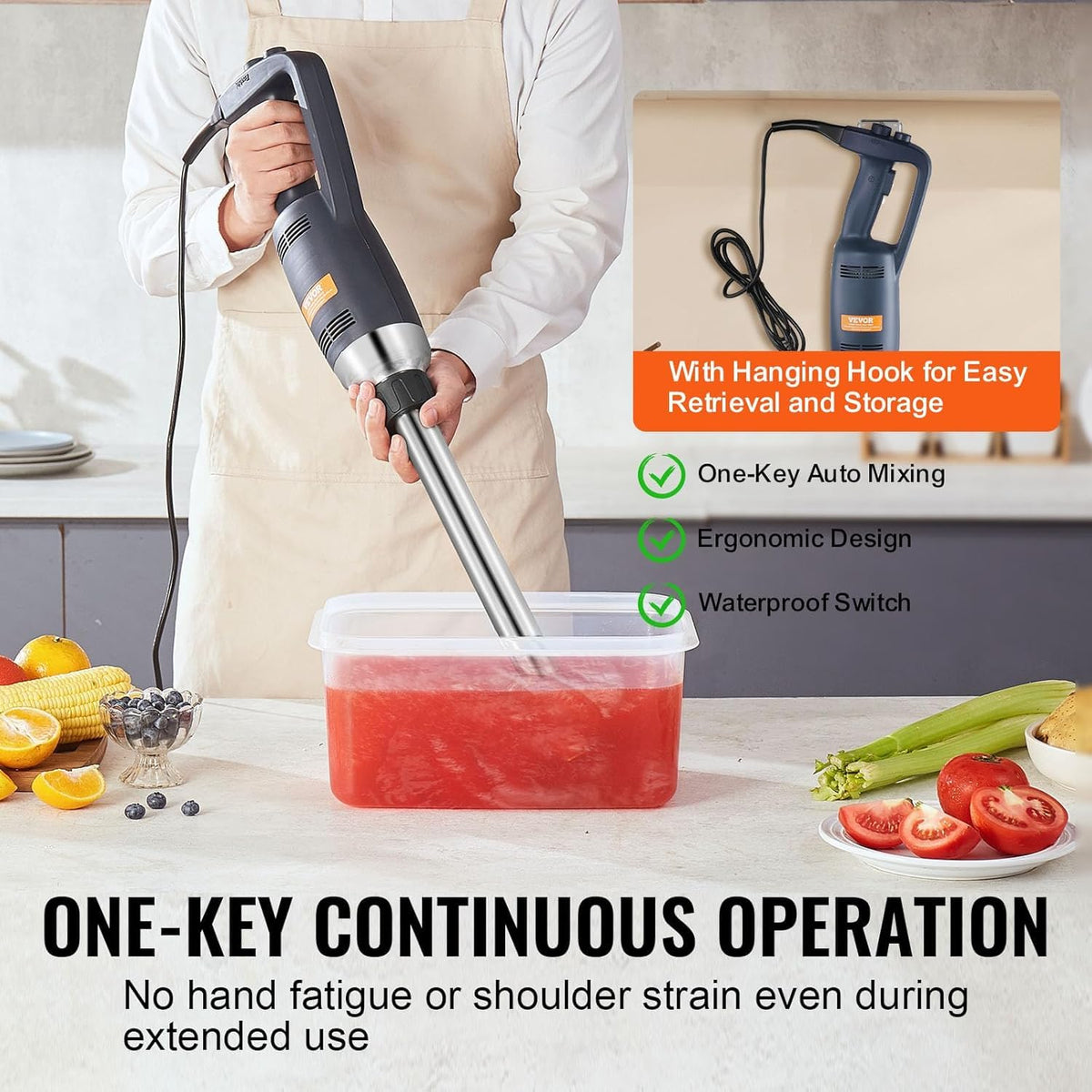 Commercial Immersion Blender Constant Speed Heavy Duty Immersion Blender 350W Commercial Hand Mixer 304 Stainless Steel Hand Blender Commercial with 19.7" Removable Shaft for Kitchen Mixing (350W / 350W 20inch)
