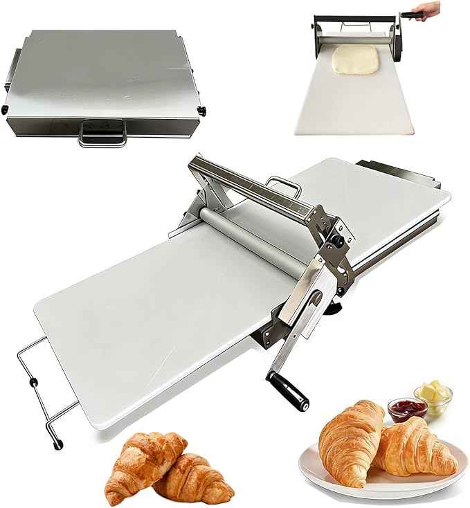 Manual Croissant and Puff Pastry Sheeter Professional Puff Pastry Machine for Bakery and Pastry - Precise Thickness Adjustment Ideal Tool for Artisans and Passionate Individuals(300 type)