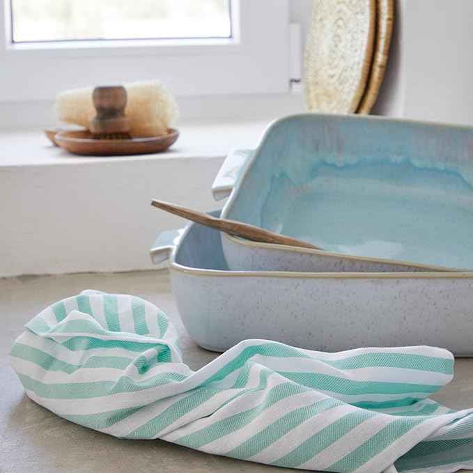 Casafina Ceramic 10.75" Square Baker - Eivissa Collection, Sea Blue | Oven & Dishwasher Safe Bakeware | Food Safe Glazing | Restaurant Quality Dinnerware