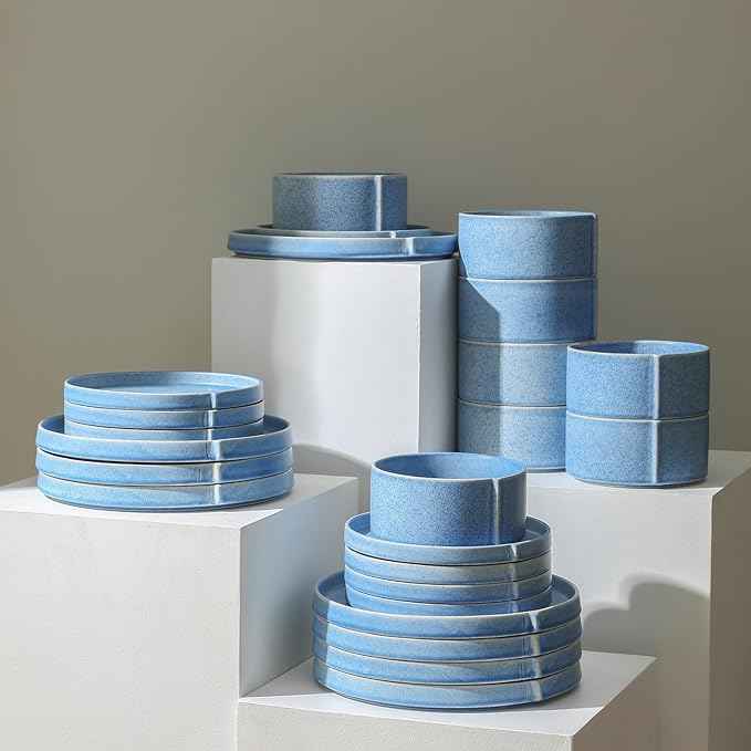Stone Lain Bao 24-Piece Dinnerware Set Stoneware, Blue