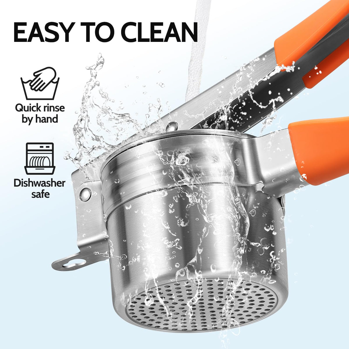 Potato Ricer Sopito Upgraded Stainless Steel Potato Masher with 3 Interchangeable Discs (3 discs-orange)