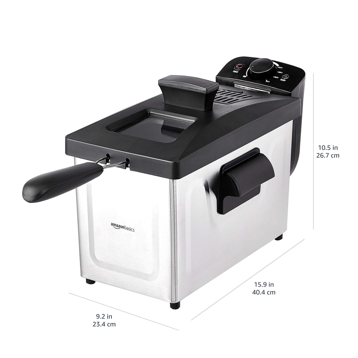 3.2-Qt (3.0L) Electric Deep Fryer with Adjustable Temperature Control, Easy Draining Basket, Viewing Window, Fast-Heating 1500W, Stainless Steel Exterior, Black & Silver (3.2-Qt, Black & Silver)