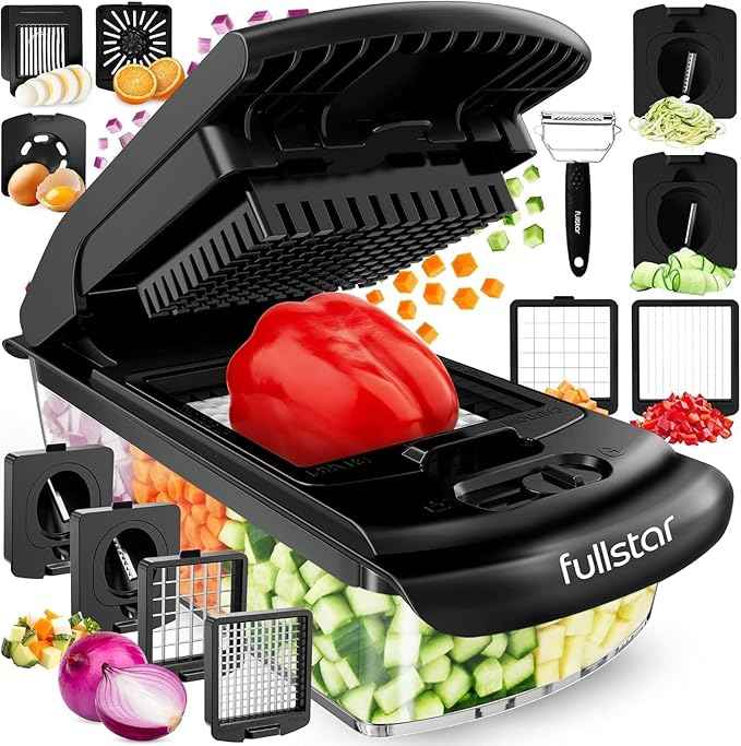 Fullstar The Original Pro Chopper - Vegetable Chopper and Spiralizer, Food Chopper with Container, Fruit Slicer, Kitchen Gadgets & Gifts, Home Essentials (9 in 1, Gray)