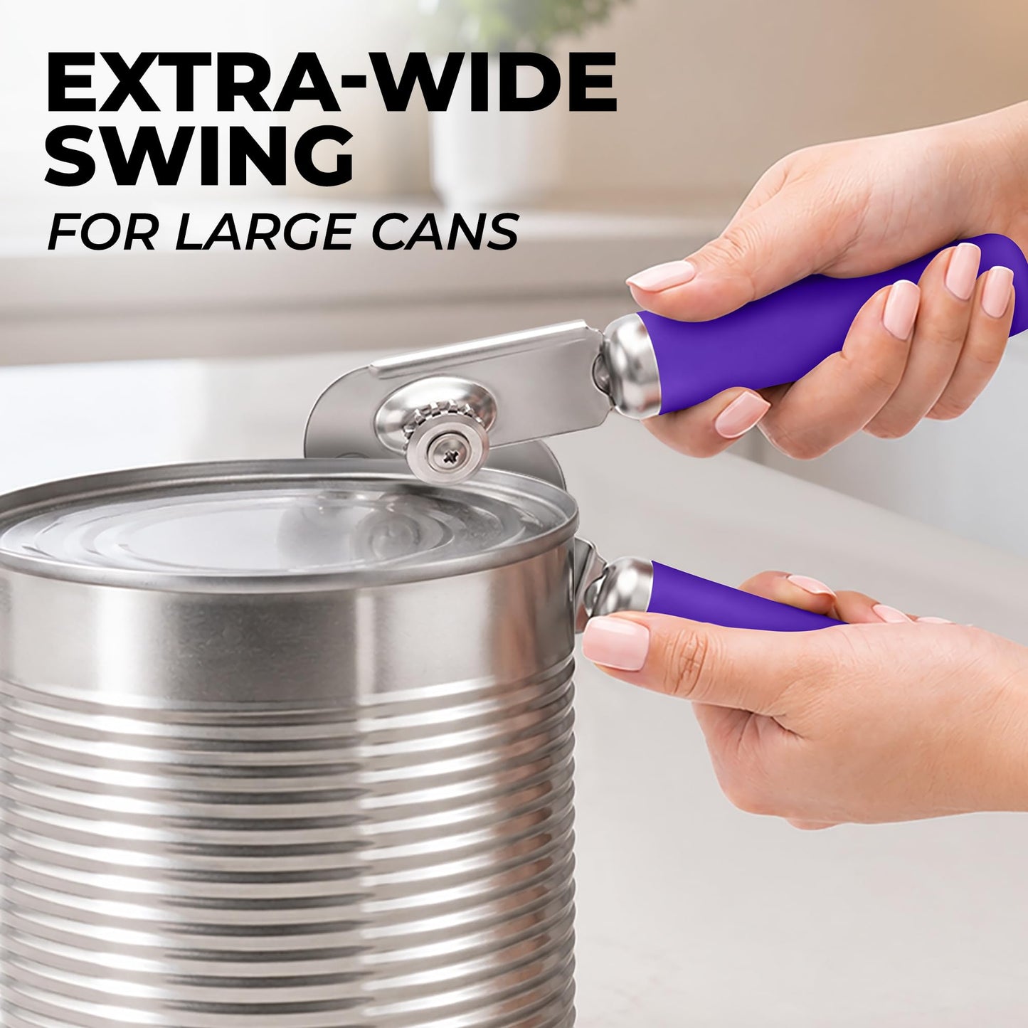 Stainless Steel Swing Open Manual Can Opener Comfortable Grip (Grape / Swing Open)