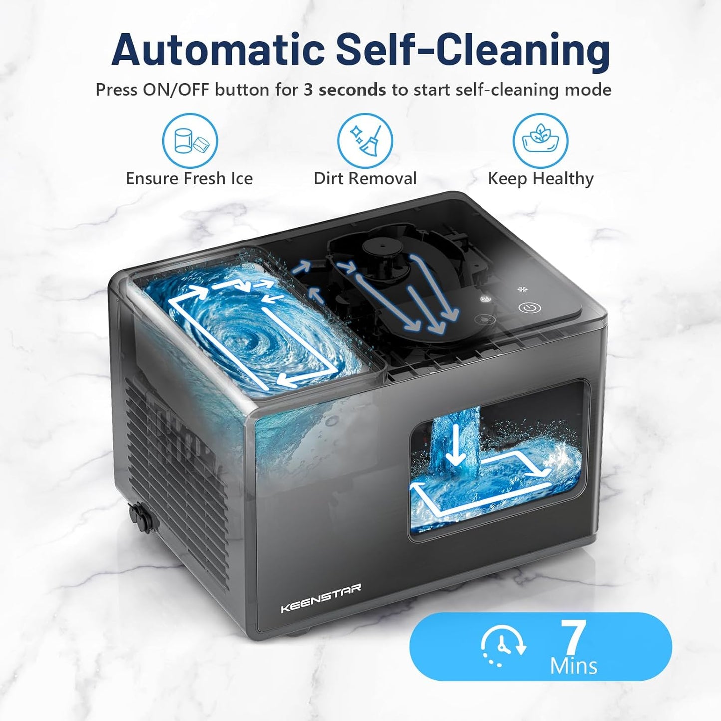 Nugget Ice Maker Countertop, 40lbs/24H, Pebble Ice Maker with Soft Chewable Ice, Self Cleaning Sonic Ice Machine, Stainless Steel w/Touch Screen for Home Office Bar Party- Black