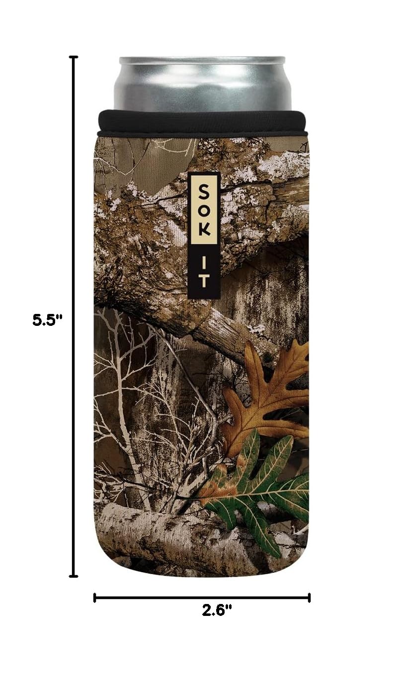 CanSok Sleeve for Beer & Soda Insulated Neoprene Cover (RealTree Edge Camouflage / 12oz Slim Can Sleeve)