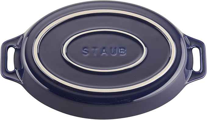 STAUB Ceramic Oval Baking Dish Set, 2-piece, Dark Blue