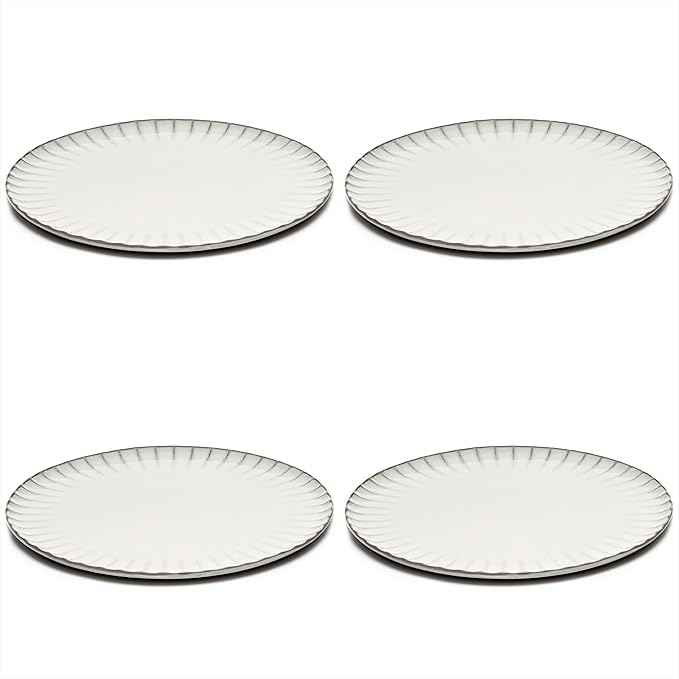 Serax White Dinner Plates | Inku Tableware by Sergio Herman | Dishes Set for 4 | Stoneware Microwave Safe Plates | Dish Set | Farmhouse Kitchen and Dinnerware Sets | Luxury, Family and Party