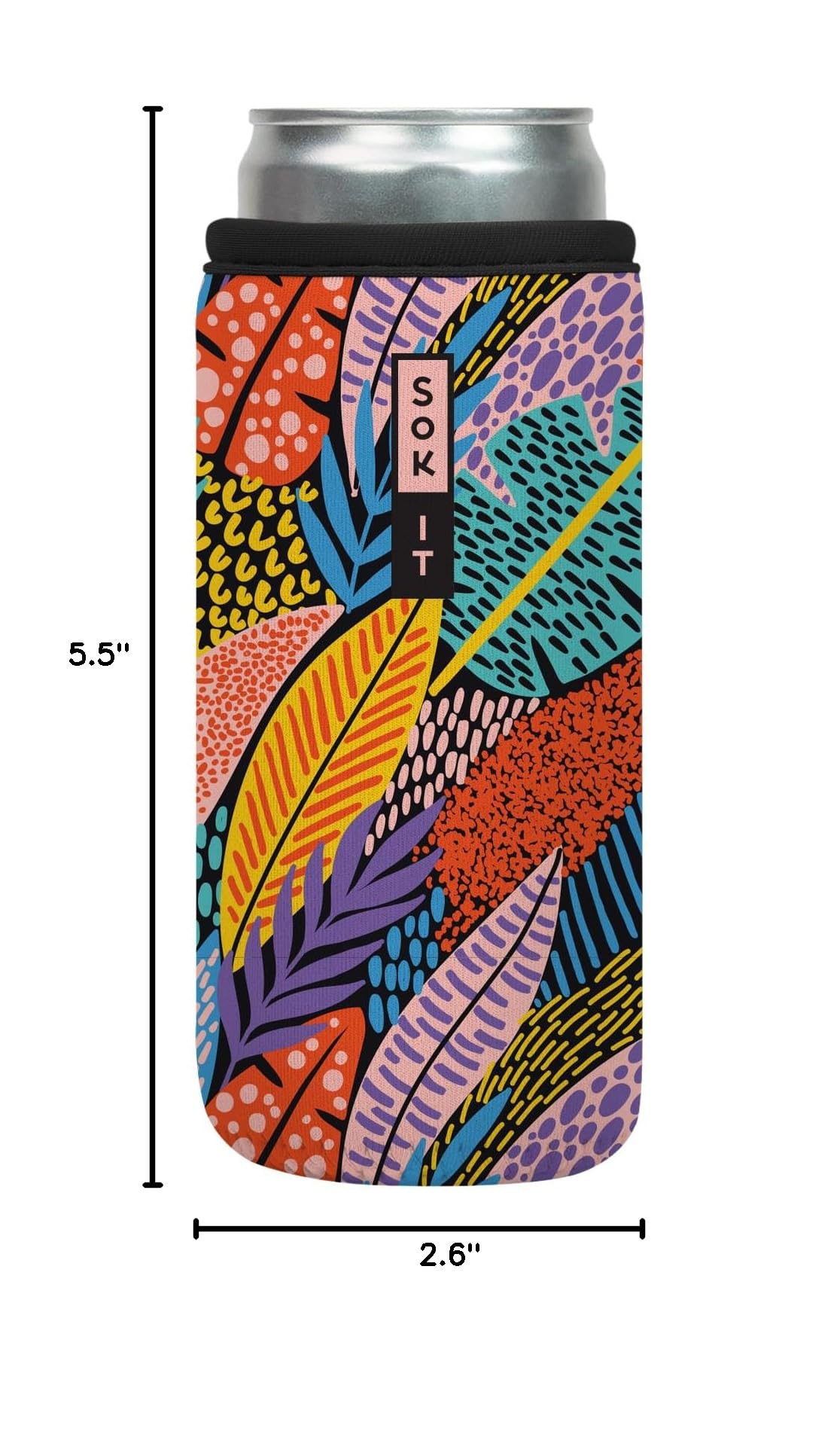 CanSok Sleeve for Beer & Soda Insulated Neoprene Cover (Feathered Foliage / 12oz Slim Can Sleeve)