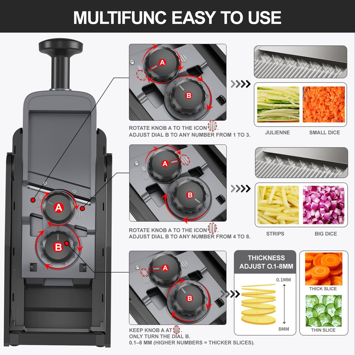Mandoline Slicer for Kitchen (S4 Black)