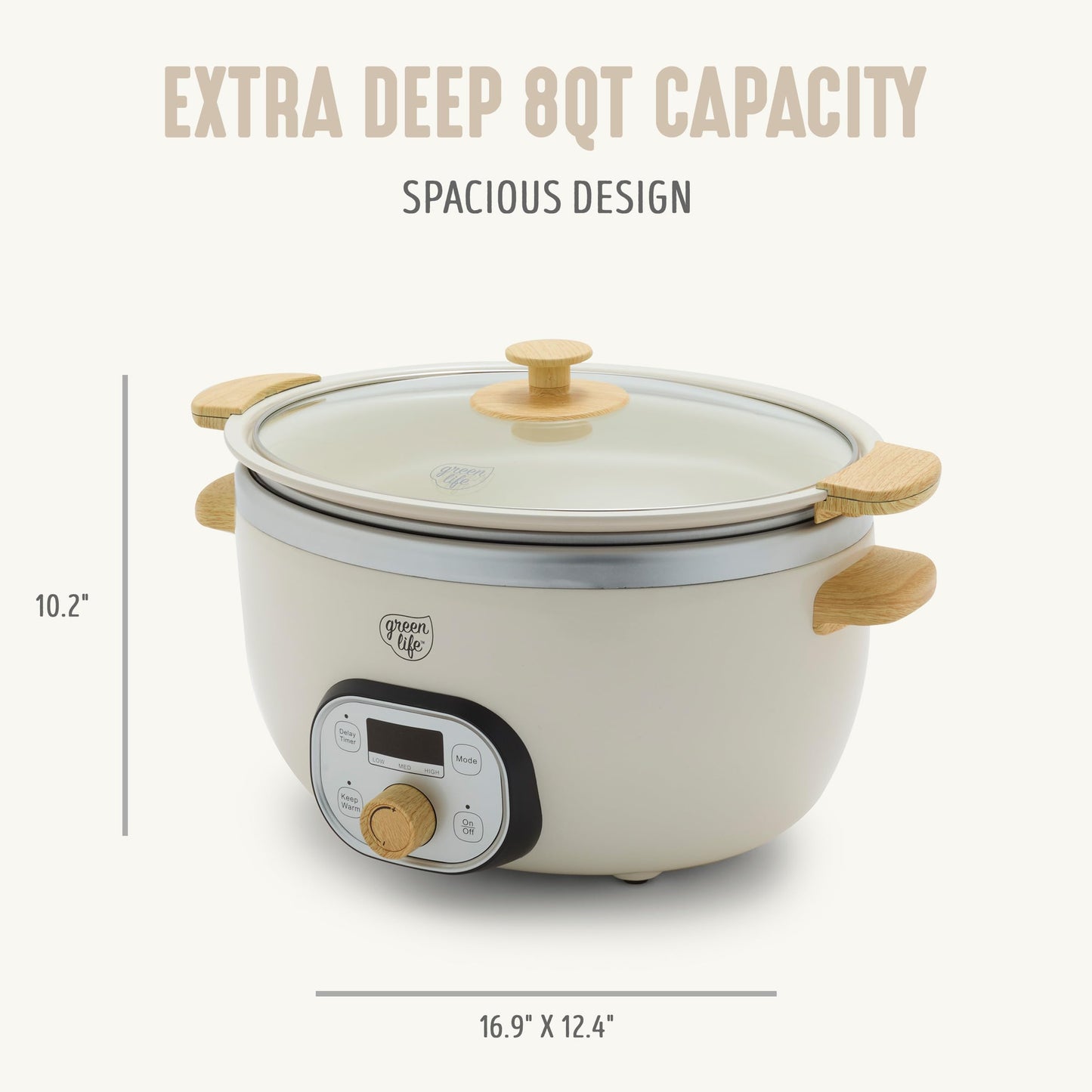 8QT Ceramic Nonstick Slow Cooker (Cream / 8 Quarts)