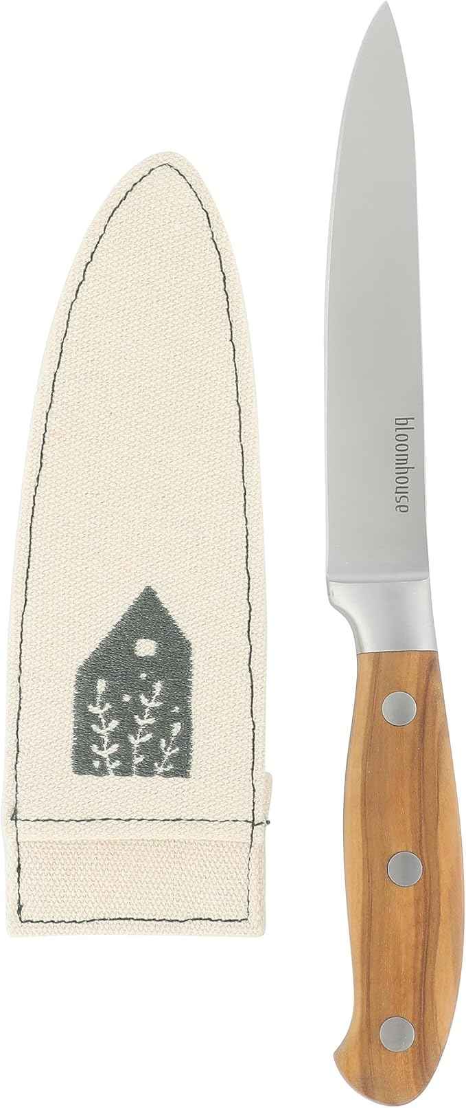Bloomhouse - Two Time Oprah's Favorite Things Winner - 5" Utility Boning Kitchen Knife German Stainless Steel Blade w/Forged Italian Olive Wood Handle Full Tang for Meat Poultry & Precision Cutting