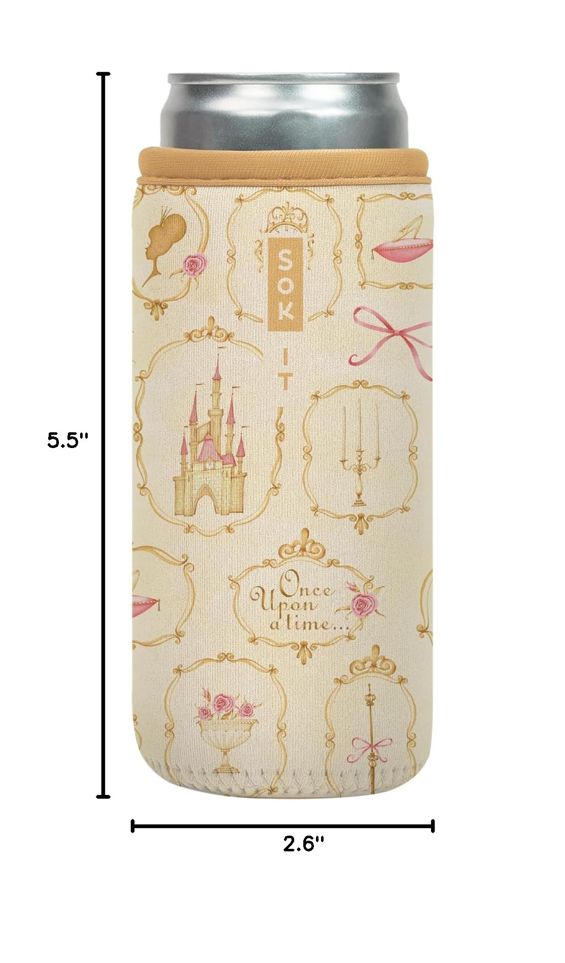 CanSok Sleeve for Beer & Soda Insulated Neoprene Cover (Happily Ever After / 12oz Slim Can Sleeve)