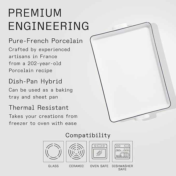 Made In Cookware | Baking Slab | Pure French Porcelain | Crafted in France | Navy Rim