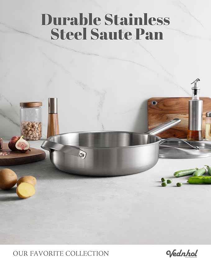 Stainless Steel Cookware Set, 14 Pcs Tir-Ply Pots and Pans Set, PFOA&PTFE Free, Dishwasher&Oven Safe, Kitchen Induction Compatible, ollas de acero inoxidable para cocinar