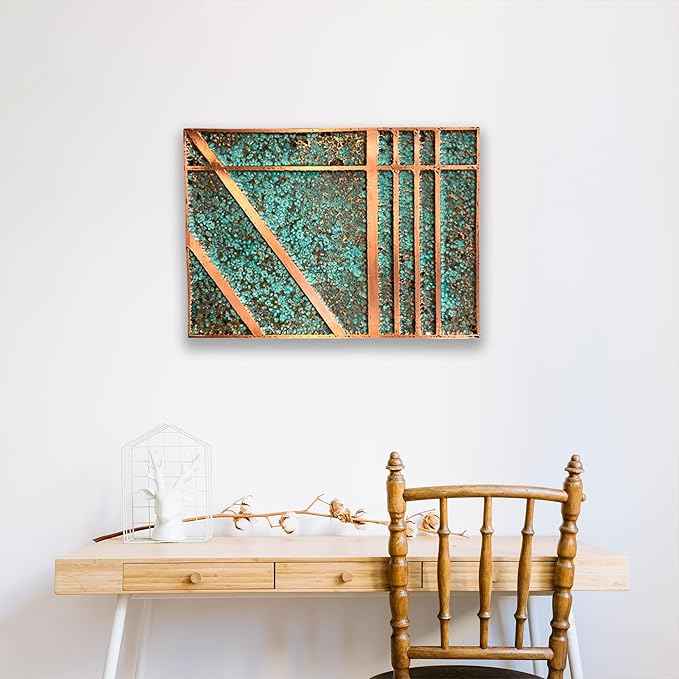 nooc art Handmade Copper Wall Art for Home, Living Room, Bedroom, Kitchen and Office Decor, Rustic Decorative Mural Art for Farmhouse Decor (patina of modern, 9.8 x 13.8, Unframed)