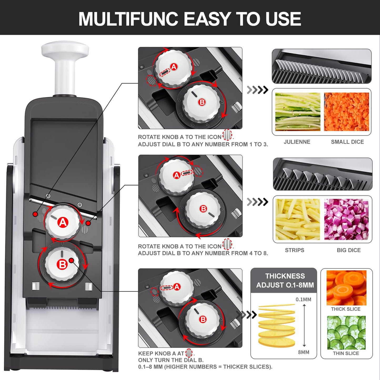 Mandoline Slicer for Kitchen (S4 Gray)