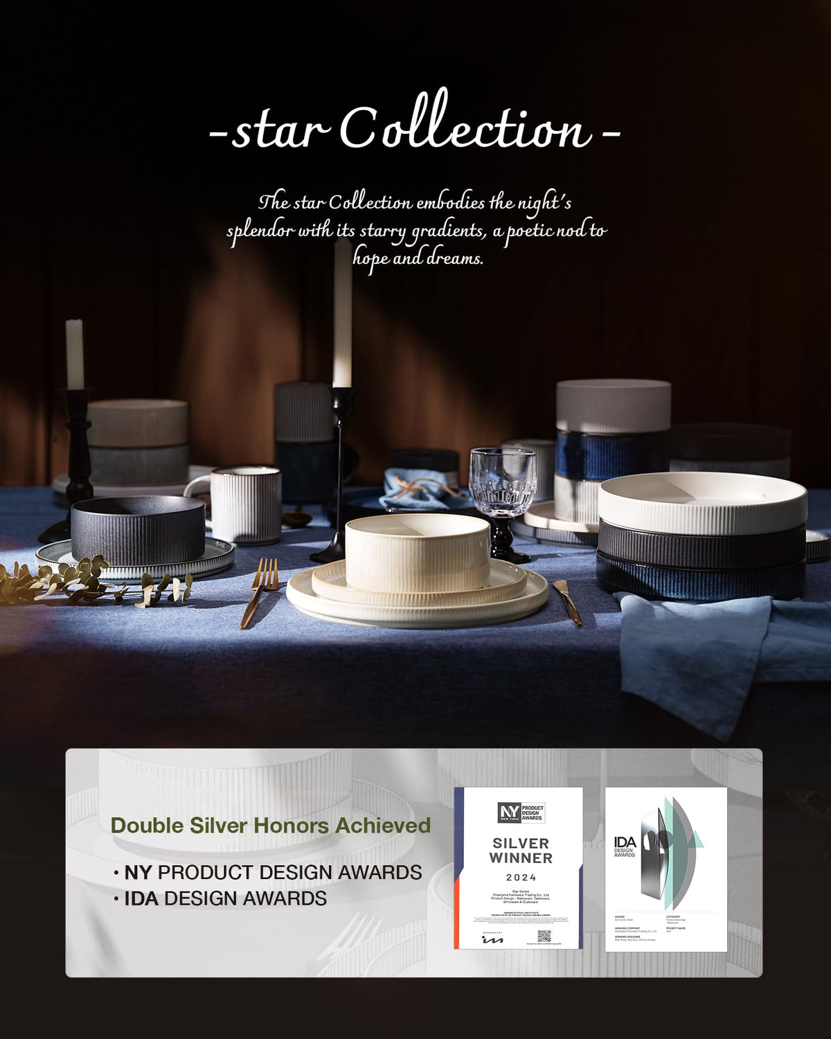 Star Dinnerware Sets with Mugs (Matte White)
