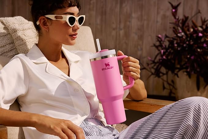 STANLEY Quencher H2.0 Tumbler with Handle and Straw 20 oz | Flowstate 3-Position Lid | Cup Holder Compatible for Travel | Insulated Stainless Steel Cup | BPA-Free | Peach Rose