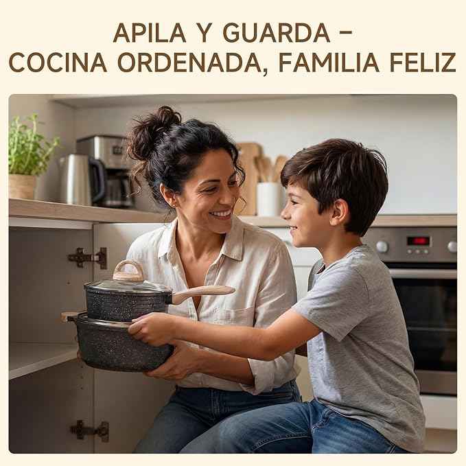 JEETEE Pots and Pans Set Non Stick 23pcs, Healthy Kitchen Cookware Sets, Induction Cooking Set W/Gray Frying Pans, Saucepans, Sauté & Griddle & Crepe Pan (PFOA, PFAS Free)