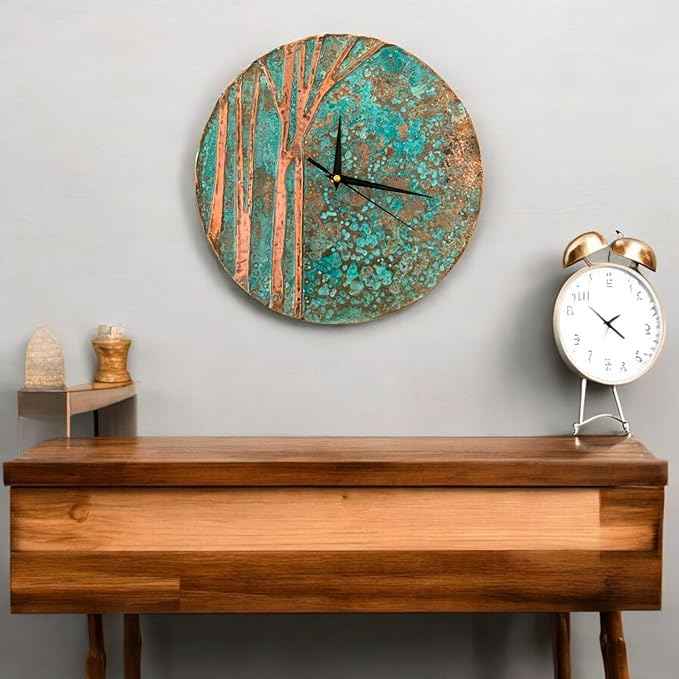 Handmade Copper Wall Clock Artisan Touch in Every Piece - Tree of Time Wall Decor Copper Clock for Living Room, Office, Kitchen & Bedroom (24 Inch)