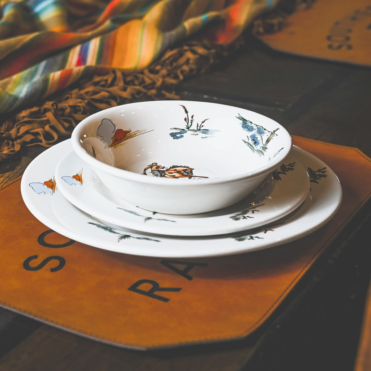 Ranch Life 16 Piece Ceramic Dinnerware Set with Plates (Ranch Life / 16 Piece)